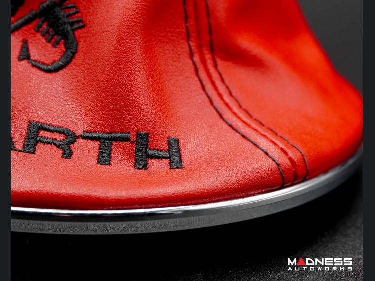 FIAT 500 Gear Shift Boot + Retaining Ring Set Red Leather w/ Red